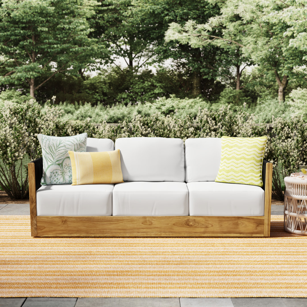 Aniston 81.5'' Wide Outdoor Teak Patio Sofa with Sunbrella Cushions